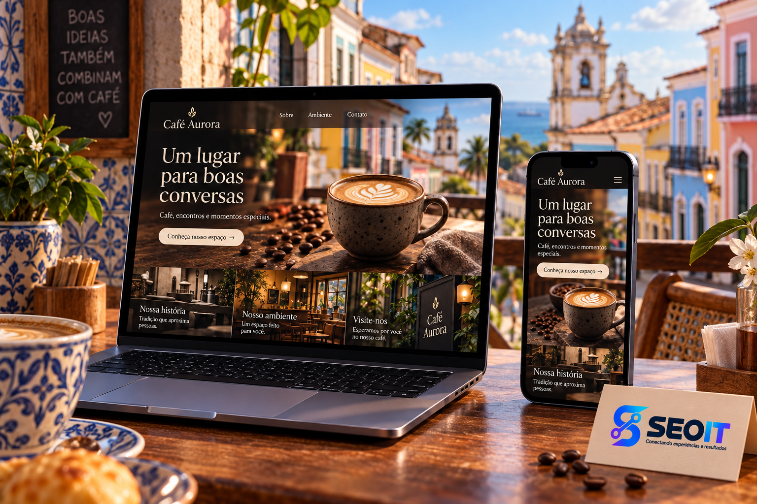Demonstração visual da SEOIT para sites em salvador, em cenário inspirado em Salvador